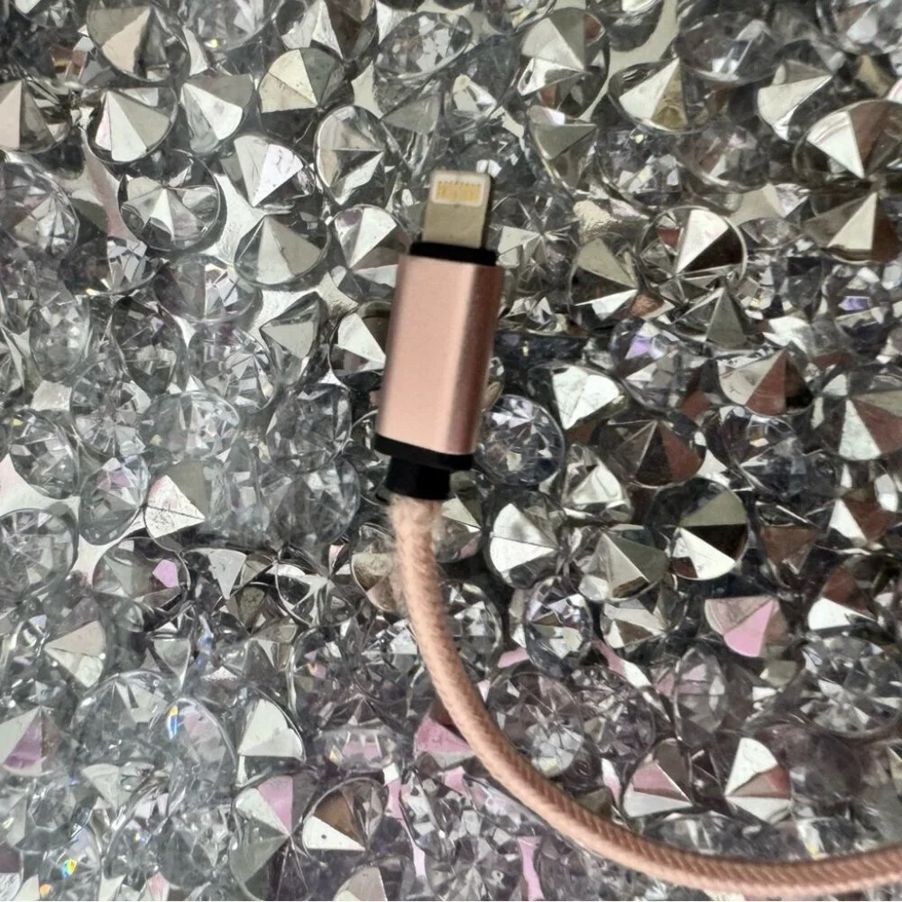 iPhone cord with audio jack adapter rose gold pink cable mini braided cords